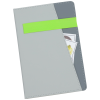 a grey folder with a green band