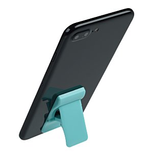 Additional Image 2 - a black cell phone with a blue stand