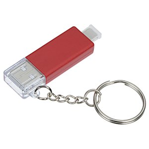 Additional Image 3 - a key chain with a red and silver keychain