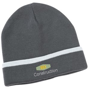 Additional Image 1 - a black beanie with white stripe