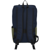 a blue backpack with black straps