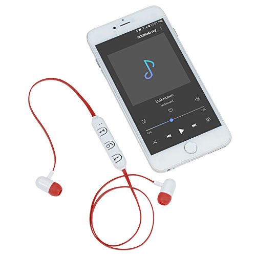Additional Image 3 - a white cellphone with red earbuds