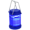 a blue bucket with a handle