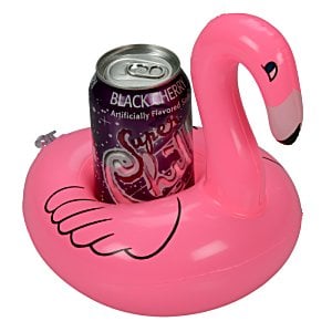 Additional Image 2 - a pink flamingo float with a can