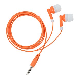 Additional Image 3 - an orange earbuds with a wire