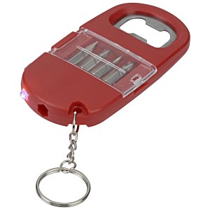 Additional Image 3 - a red bottle opener with a key chain