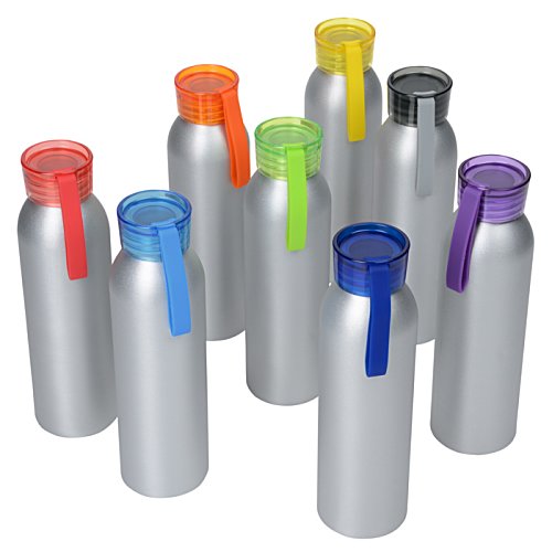 Additional Image 4 - a group of silver bottles with colorful lids