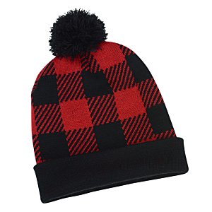 Additional Image 1 - a red and black plaid hat
