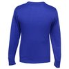 a blue long sleeved shirt