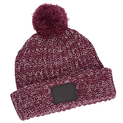 Pom Pom Beanie with Cuff - Patch Image 2 of 3