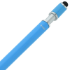 a close up of a blue pen