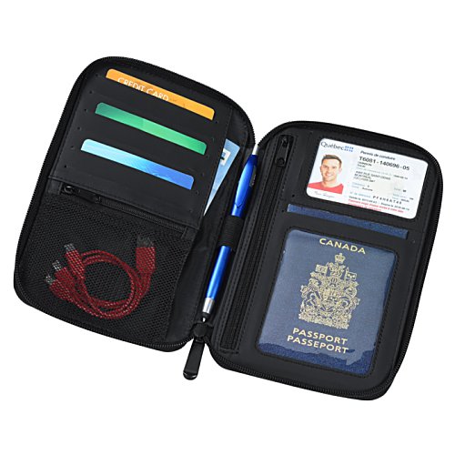 Additional Image 3 - a black wallet with colorful labels