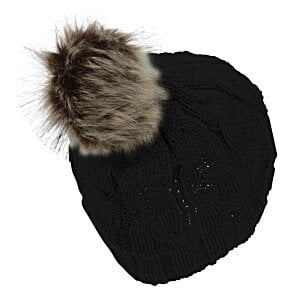 Additional Image 1 - a black beanie with a furry ball