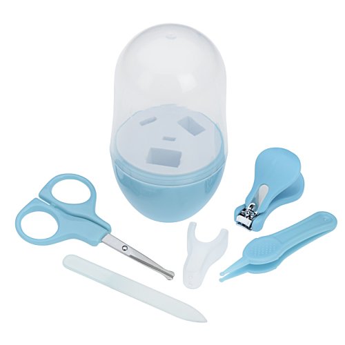 Additional Image 2 - a blue and white baby nail clippers and a blue bottle