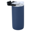 a blue cylindrical object with a black lid