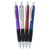 a group of pens on a white background