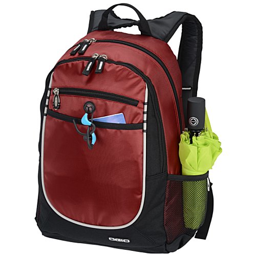Additional Image 1 - a red backpack with a green water bottle