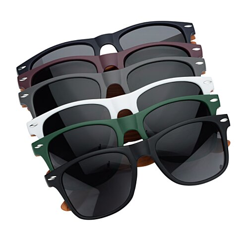 Wood Grain Beach Sunglasses - Sides Image 2 of 2