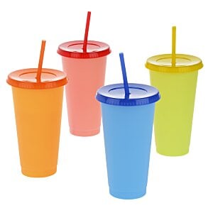 Additional Image 2 - a group of colorful cups with straws