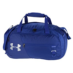 Additional Image 1 - a blue duffel bag with a white logo