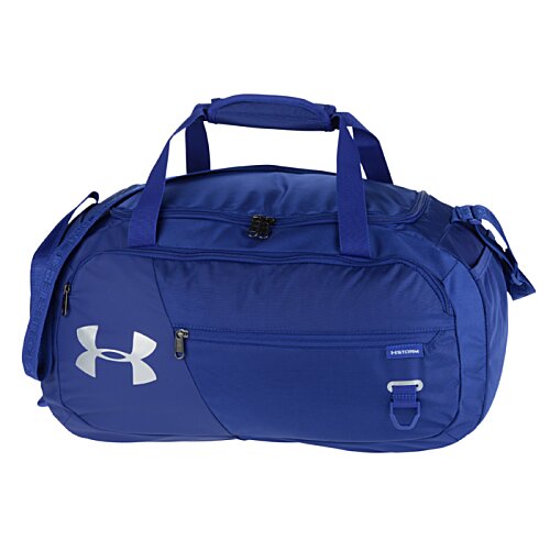 Additional Image 1 - a blue duffel bag with a white logo