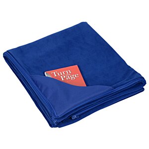 Additional Image 3 - a blue blanket with a red triangle on it