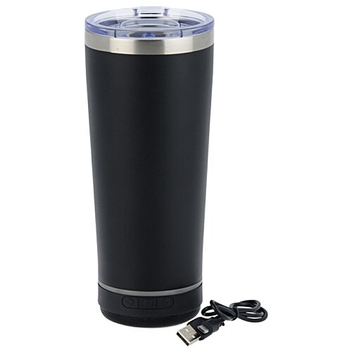 Additional Image 1 - a black tumbler with a blue lid