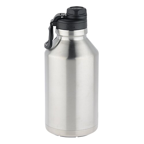 Additional Image 2 - a silver water bottle with a black lid