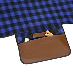 Additional Image 2 - a brown bag with a black and blue checkered pattern