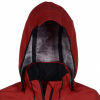 a red hooded jacket with black straps