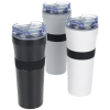 a group of black and white cups