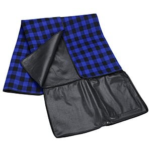 Additional Image 3 - a blue and black plaid with black leather