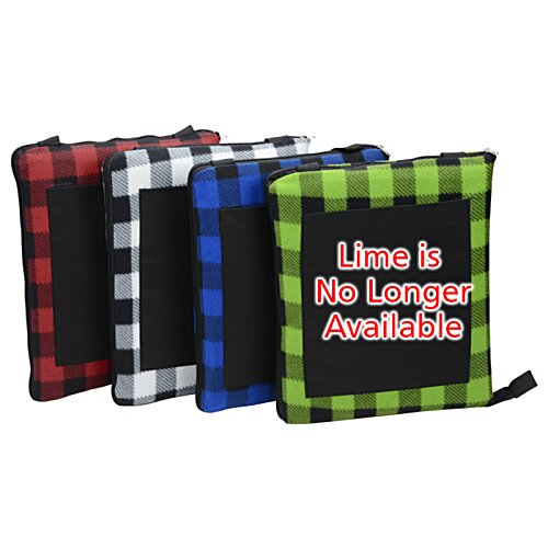 Buffalo Check Fold Up Picnic Blanket with Carrying Strap Image 5 of 5