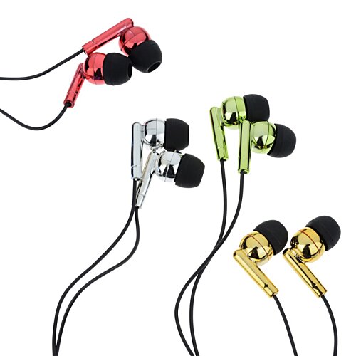 Metallic Ear Buds with Pouch Image 2 of 2