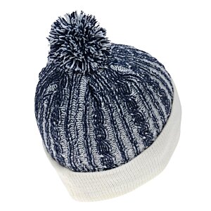 Additional Image 1 - a blue and white knitted hat