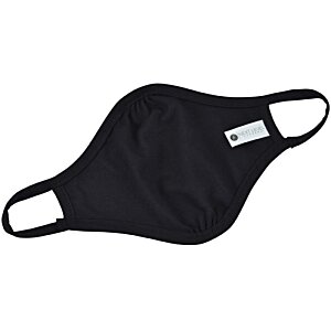 Additional Image 1 - a black face mask with a white label