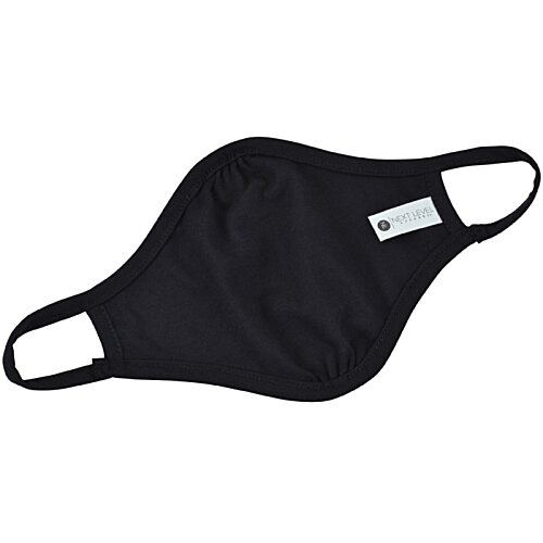 Additional Image 1 - a black face mask with a white label