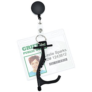 Additional Image 1 - a black plastic hook with a tag