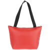 a red bag with black straps