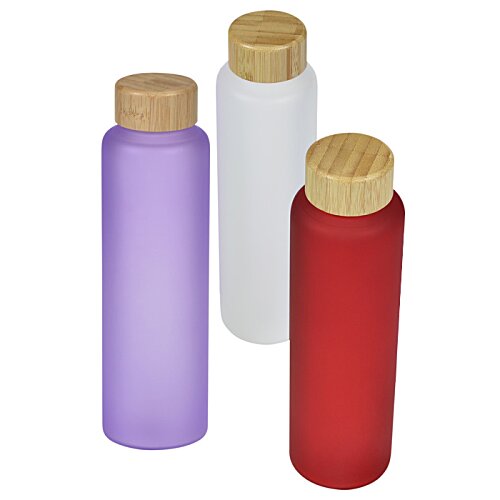 Belle Frosted Glass Bottle with Bamboo Lid - 20 oz. Image 2 of 2