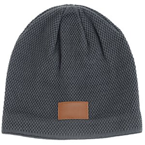 Additional Image 1 - a grey beanie with a brown patch
