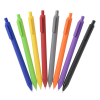 a group of colored pens