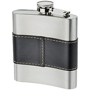 Additional Image 2 - a silver flask with black stitching