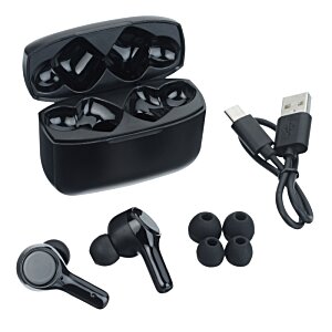 Additional Image 3 - a black earbuds and a case