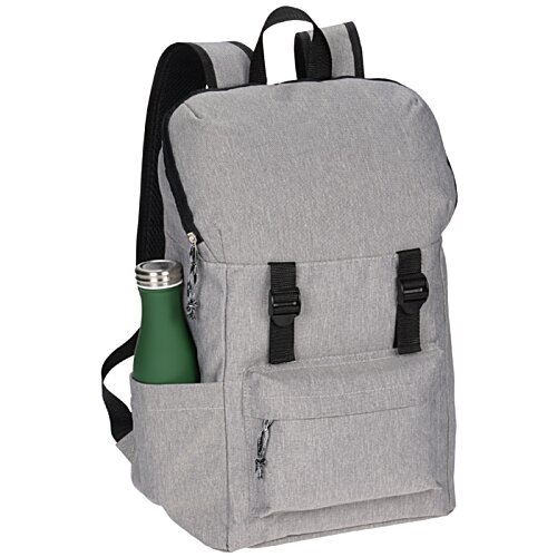 Additional Image 2 - a grey backpack with a green bottle