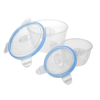 a group of plastic measuring cups