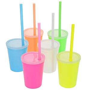 Additional Image 1 - a group of colorful cups with straws