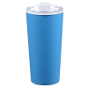 a blue cup with a lid