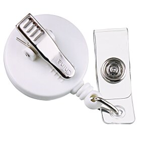 Additional Image 1 - a white badge holder with a silver clip