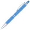 a blue pen with a white cap